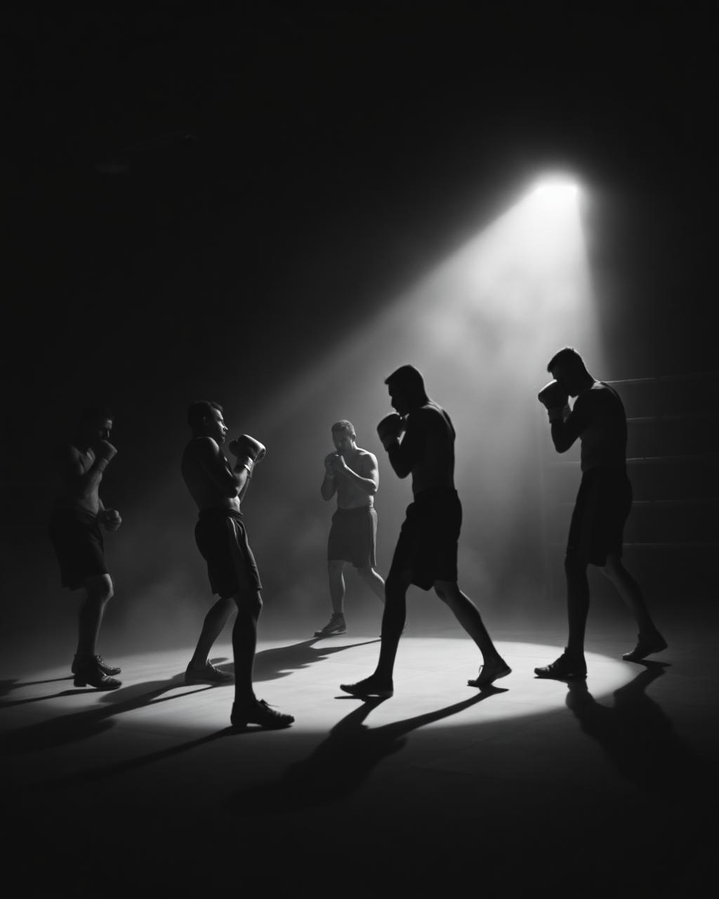 Boxers shadow boxing during a class
