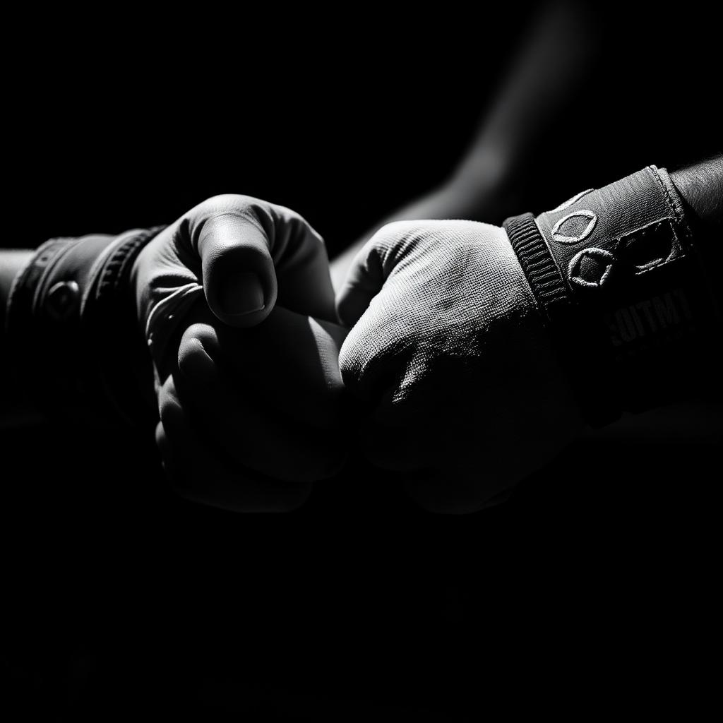 Close-up of boxing hand wraps being tightened